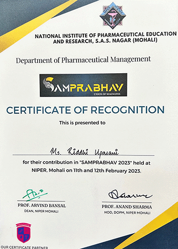 SAMPRABHAV 2023 Felicitates Riddhi Upasani, DGM, Freyr Solutions SAMPRABHAV 2023 Felicitates Riddhi Upasani, DGM, Freyr Solutions