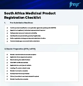 Lista di controllo per la registrazione dei prodotti medicinali in Sudafrica